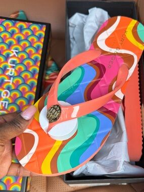 Kurt Geiger Peach Flip Flops - Kensington Q